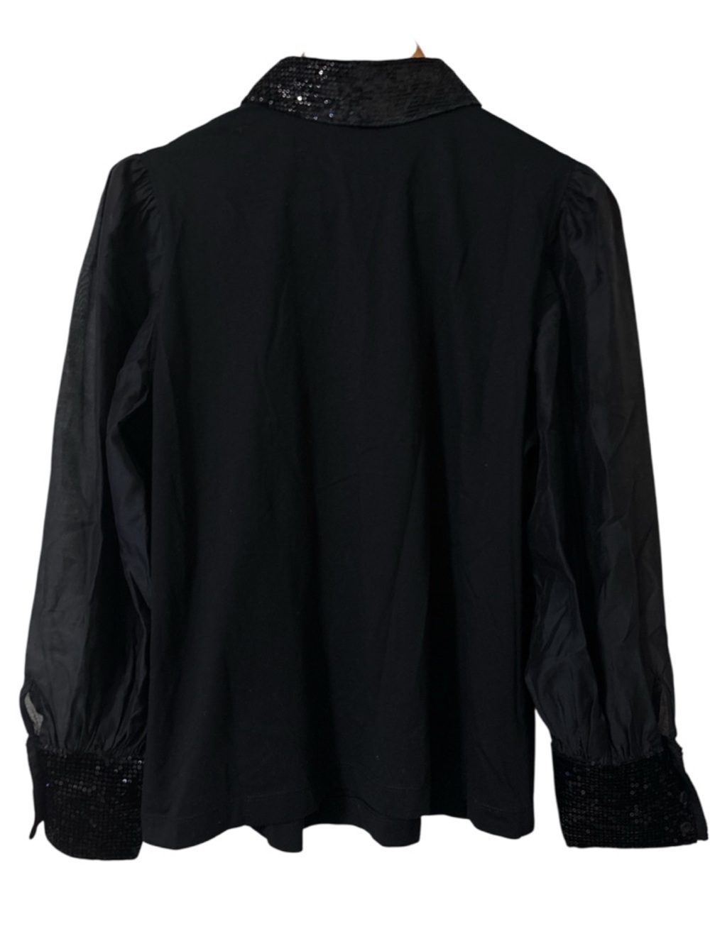 ME+EM Sequin Mixed Media Layering Shirt - Black Sz 12 - Picture 11 of 16